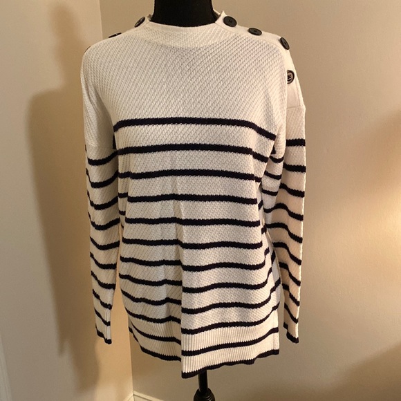 Loft striped sweater with buttons - Picture 1 of 4